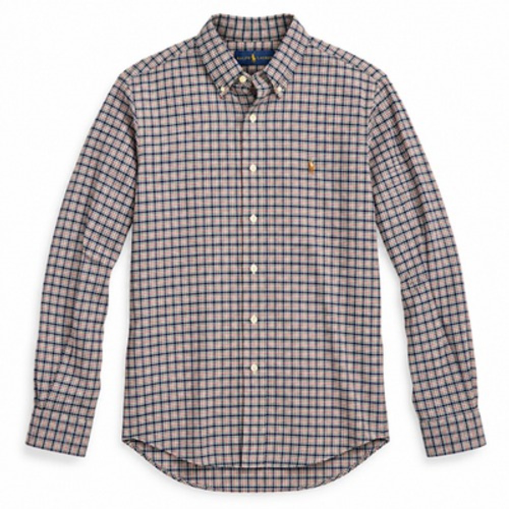 Ralph Lauren Men's Large Blue Plaid Cotton Button Down Shirt Pony Logo